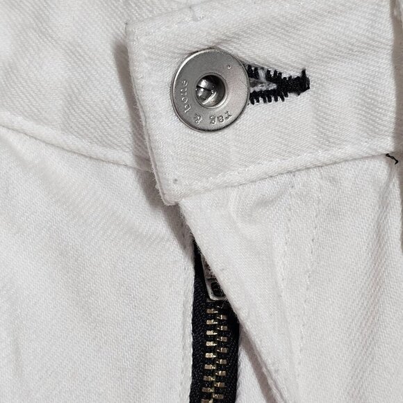 Rag & Bone Straight Leg Jeans Ripped Raw Hem Relaxed Fit White Denim Women 27 - Picture 8 of 13
